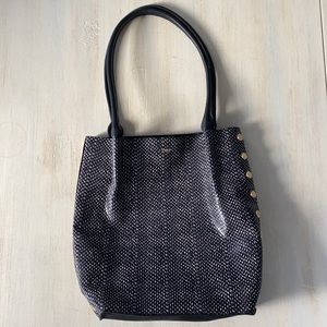 Hammitt Oliver Medium Black White Python Print Embellished Rivets Tote Bag